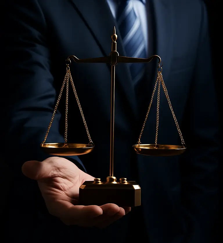Houston injury lawyer holding golden scales of justice