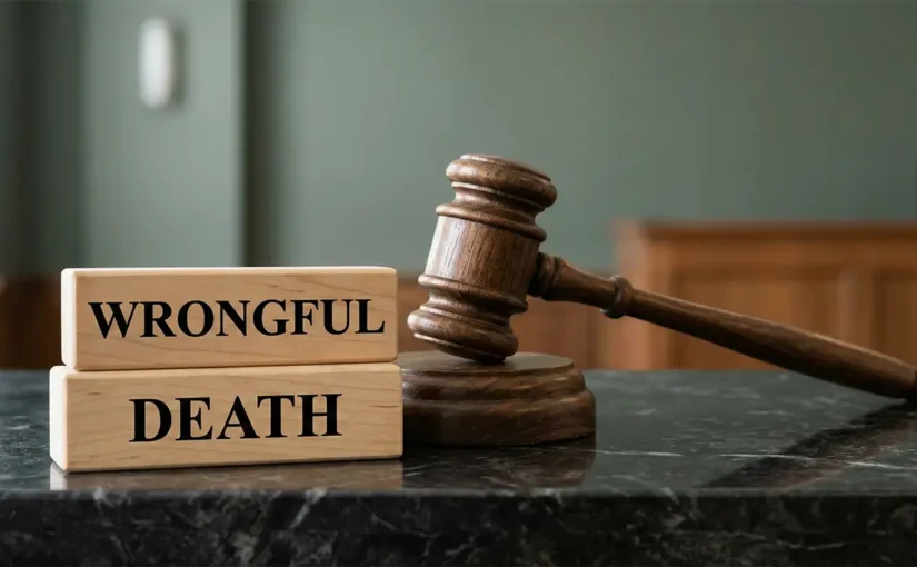 Gavel beside wrongful death sign representing wrongful death claims in Texas.